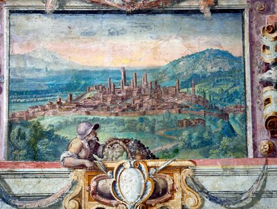 Bedroom, Frieze Depicting Towns under Medici Rule, San Gimignano (detail) by Bartolomeo Ammannati